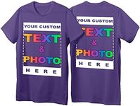 Custom T-Shirt - Personalized Unisex Crewneck Tee Shirts - Customize Your Image & Text & Photo - Men Women Adult Unisex Size - X-Large Purple