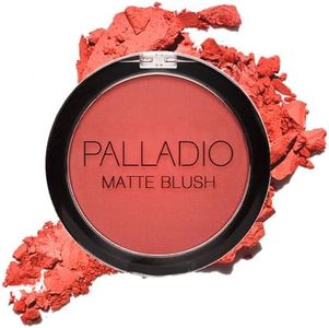 Palladio Matte Blush, Brushes onto Cheeks Smoothly, Soft Matte Look and Even Finish, Flawless Velvety Coverage, Effortless Blending Makeup, Flatters the Face, Convenient Compact, Tipsy