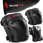 SKATEWIZ Elbow Pads, Wrist Guards and Knee Pads for Kids and Adults - PROTECT 1 - Inline Skates Protective Gear Set for Skateboard and Roller Skate Skateboard Pads Size S in Black