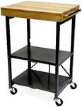 Origami Folding Kitchen Cart on Wheels | for Chefs Outdoor Coffee Wine and Food, Microwave Cart, Kitchen Island on Wheels, Rolling Cart, Kitchen Appliance & Utility Cart | Black with Wood -RBT-03