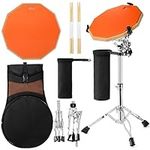 YOUEON Drum Practice Pad Snare Drum Stand Set, 12" Double Side Drum Pad Set with 5A Drunsticks, Drumstick Holder and Carry Bag, Drum Practice Pad Kit for Adults, Beginners