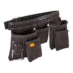 WrightFits Leather Apron Tool Belt, Heavy Duty Tool Pouch with Multi Pockets, Professional Work Pouch for Electricians, Carpenters, Adjustable Waist Storage Organiser, Hammer Loop