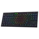 Redragon K621 Horus TKL Wireless RGB Mechanical Keyboard, 5.0 BT/2.4 Ghz/Wired Three Modes 80% Ultra Thin Low Profile Bluetooth Keyboard w/Dedicated Media Control & Linear Red Switches, Black