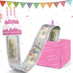 WenmthG Happy Birthday Money Box for Cash Gift - Pull Cash from Money Case Funny - Birthday Gift Box Pink- Money Gift Ideas Novelty - Birthday Presents for Her Girls Women - Party Decorations