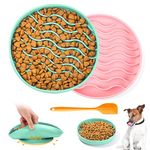 Pysona 2Pack Dog Slow Feeders 7.5 Inch Pet Feeding Anti Gulping Healthy Eating, Silicone Bowls Design for Small Medium Size Dogs & Cats (Green and Pink)