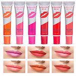 EVERMARKET 6 Colors Tattoo Magic Color Lip Stain Tint Long Lasting Lip Gloss Sets for Women Peel Off Colored Matte Sexy Colors