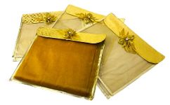 RAAHII Fabric 8 Piece Single Saree/Suit Packing Flower Flap Golden Transparent Saree Cover/Saree Bag Organizer For Wardrobe Storage Or Wedding Gifting