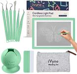 iVyne Complete Set Rechargeable A4 Light Pad, Weeding Tools for Vinyl, Weeding Scrap Collector for Cricut and Silhouette Machines for Every Weeding, Tracing, Drawing Projects (Green)