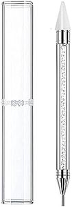 Wax Pencil for Rhinestones,Acrylic Handle Rhinestone Applicator Double Head Dotting Pen Jewel Rhinestone Picker Tool with Storage Case (White)
