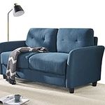 ZINUS Ricardo Loveseat Sofa | Contemporary | Easy, Tool-Free Assembly | Tufted Cushions | Flared Arms | Sofa-in-a-Box | Lyon Blue, 2-Seater