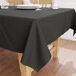 Encasa Table Cloth Size 140x180 cm | Cotton Canvas Fabric | Charcoal Grey Solid Color | Dining Tablecloth For Decoration - Machine Washable