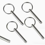 Quick Release Pin 4 Pack Bimini Top Pin , Full 316 Stainless Steel for Boat Bimini Top Deck Hinge, Diameter 0.25 Inch, Total Length 1.49 Inch, Marine Hardware