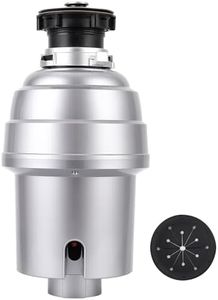 GAOMON Garbage Disposal 1 HP Continuous Feed Garbage Disposer, Compact Food Waste Disposer with Ultra Quiet Motor and Power Cord, Stainless Steel Grinding, Kitchen Sink Food Waste Disposal, Silver