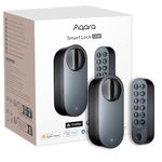 Aqara Smart Lock U200 (Fingerprint Keypad Included), Matter over Thread, Smart Door Lock with Apple Home Key and Rechargeable Battery, Supports Apple Home, Google Home, Alexa and SmartThings, Black