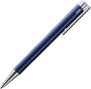 LAMY logo M+ Kugelschreiber 204 aus bruchfestem Kunststoff in der Farbe blau mit verchromter Spitze und Drücker, inkl. Großraummine LAMY M 16 Strichbreite M in blau