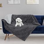 Waterproof Dog Blanket, Pet Pee Proof Fleece Sherpa Throw Blanket for Sofa Couch Bed Protection, Washable Reversible Furniture Protector Cover 150 x 130 cm Grey