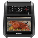 CHEFMAN ExacTemp™ 12 Quart 5-in-1 Air Fryer with Integrated Smart Cooking Thermometer, 28 Touchscreen Presets, Rotisserie, Dehydrator, Bake, XL Convection Oven with Auto Shutoff, Black