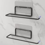 Plantex Self Adhesive GI Steel Toilet Paper Stand/Tissue Roll Hanger for Bathroom (Black - Pack of 2)