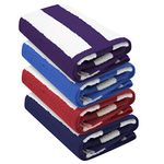 Cabana Stripe Beach Towel - Pack of 4 (76 x 152 cm) - 100% Ringspun Cotton, Heavy Weight (450 GSM) & Highly Absorbent (Navy, Red, Purple & Blue Colour Pack)