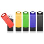 KEXIN 16GB USB Stick 5 Pack Swivel USB Flash Drive Memory Stick for Data Storage Photo Video File Music – Green, Red, Black, Blue, Yellow