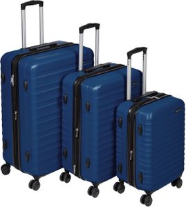 Amazon Basics Hardside Luggage Set, 3-Piece – Expandable, Navy Blue