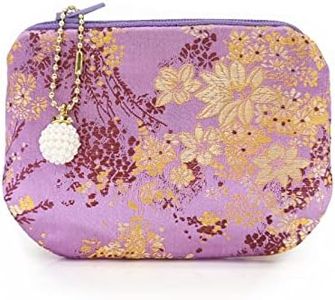 Handmade Jewelry Pouch Women Coin Purse Brocade Zipper Wallet Silk Makeup Bag, PINK, small, Classical Accessories