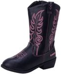 bebe Girls' Cowboy Boots - Classic Western Country Cowgirl Boots - Mid Calf Riding Shoes for Toddlers Little and Big Girls, Black/Pink, 11 Little Kid