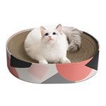 ComSaf Cat Scratcher Cardboard, Oval Shape Corrugated Scratch Pad, Cat Scratcher Lounge Bed for Furniture Protection, Cat Training Toy