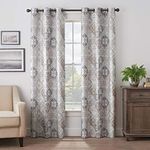 Eclipse Martina Medallion Grommet Top Curtains for Bedroom, Single Panel, 40 in x 95 in, Taupe