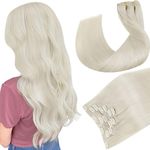 Hetto Clip in Hair Extensions Real Human Hair 18Inch Straight Clip in Blonde Hair Extensions Remy Clip in Hair Extensions Invisible 120g 7pcs #60 Platinum Blonde