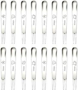 ABFOF Stainless Steel 2-in-1 Dessert Sporks, Cartoon Engraved, Set of 16