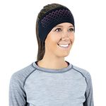 TrailHeads Tempo Running Headband | Ear Protection | Moisture Wicking Headband - Black/Pink Reflective