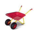 Topwell Kids Wheelbarrow Outdoor Toy Barrow Dual-Wheel Barrow For Child Metal Construction Garden Beach Wheel Barrow-Yellow/Red