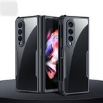 PRITO Samsung Galaxy Z Fold 3 Case - Clear Beatle Slim Phone Case With Hard Pc Back, Soft Tpu Edges, Hinge, Non-Yellowing, Shockproof Protective Cover For Z Fold 3 5G (Fold 3)