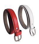 V3E Girl's Combo Set of 2 PU Leather Belts Red & White