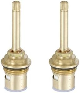 2 Pcs Tap Cartridge Valve, 3/4" Brass Stem Disc Cartridge Faucet Repair Replacement Parts for Bathroom Kitchen Sink Tap, Random Color (80MM)