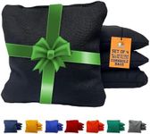 Cornhole365 All Weather Cornhole Bags - 6"x6" Premium Plastic Pellet Resin-Filled, Weather-Resistant, Solid Color Duck Cloth Cornhole Bean Bags - Professional Cornhole Bags Set of 4 (Storm Black)