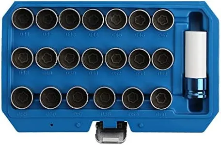 WINTOOLS Compatible for 21PC Master Lock Wheel Nut Stud Key Set Removal Locking Socket for BMW with Socket Adapter