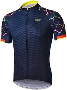 ARSUXEO Men's Cycling Jersey Short Sleeves Mountain Bike Shirt MTB Top Zipper Pockets Reflective ZY845 L