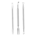 Cuticle Pusher Acetone/Gel/Nail Polish Remover Stainless Steel Professional 3pcs Set Cuticle Scraper Fingernails & Toenails Clean Manicure Tools Cuticle Care for Women&Girl,opove CP-3 (Silver)