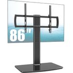 Universal TV Stand/Base Tabletop TV Stand with Wall Mount for 40 to 86 inch 5 Level Height Adjustable, Heavy Duty Tempered Glass Base, Holds up to 132lbs Screens, HT03B-003