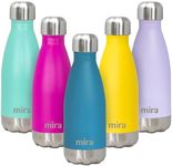 MIRA 12 oz Stainless Steel Vacuum Insulated Water Bottle - Double Walled Cola Shape Thermo - 24 Hours Cold, 12 Hours Hot - Reusable Metal Water Bottle - Kids Leak-Proof Sports Flask - Hawaiian Blue