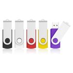 KOOTION 8 GB USB Flash Drive 5Pack USB 2.0 Stick Swivel Memory Stick 8 GB Pen Drive Metal Cap Thumb Drives (5 Mix-color: Black, White, Red, Yellow, Purple)