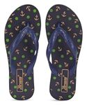 PARAGON HWK3732L Women's Navy Blue Hawai Slippers | Comfortable Everyday Waterproof Flip Flops with Cushioned Footbed, Anti-Skid Soles, Sturdy Straps and Stylish Design | Perfect for Everyday Use