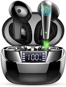 Auriculares Inalambricos Bluetooth, Auriculares Bluetooth 5.3 HiFi Estéreo con 4 Mics, Cancelación de Ruido ENC, 2024 Cascos Inalambricos Bluetooth 47H Auriculares in Ear IP7 Impermeable, Pantalla LED