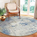 Lahome Modern Abstract Round Rug - 6Ft Large Blue Living Room Rugs Washable Circle Rugs for Bedroom Dining Room Carpet, Contemporary Indoor Office Carpet for Entryway Kitchen Table Home Nursery