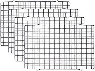 Tebery 4 Pack Black Heavy-Duty Wire Cooking Rack Baking Racks, Nonstick Baking & Cooling Grid for Roasting, Cooking, Grilling, Drying - 16" x 10"