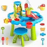 3 in 1 Kids Sand and Water Table - Beach Play Activity Sandbox with Cover for Toddlers Sensory Toys