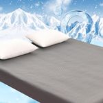 HYVIF Queen Cooling Fitted Sheet - Deep Pocket Cooling Sheets up to 18inch - Ultra Soft & Breathable Cooling Fitted Sheets for Queen Size Bed - Cooling Sheets for Hot Sleepers,Cool Gray（60"X80"X18"