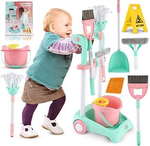 AUSLEE Kids Cleaning Set Toys, Toddler Broom Baby Mop Dustpan Playset, Pretend Play House Cleaning Kit Products, Child Size Little Housekeeping Supplies, Birthday Gift 3 4 5 Year Old Boys Girls…